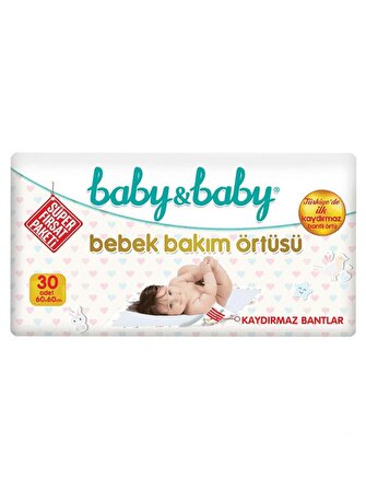 Baby&Baby Kaydırmaz Bantlı Bakım Örtüsü 60x60 cm 30 Adet Avantaj Paket