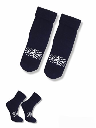 Tek Çift Yün Akrilik Kartanesi Desenli Kadın Kışlık Örme Bot 36-40 Numara  Çorap Bt-0765