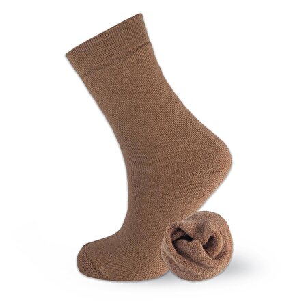 Tek Çift Kahverengi    Renkli Havlu Bayan Soket Çorap
