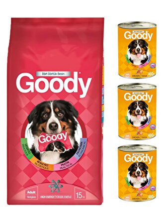 Goody High Energy Yetişkin Kuru Köpek Maması 15 Kg + 3 Adet Goody Konserve Hediyeli