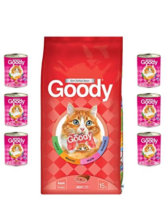 Goody Meat Etli Yetişkin Kedi Maması 15 Kg - 6 Adet Konserve Hediyeli