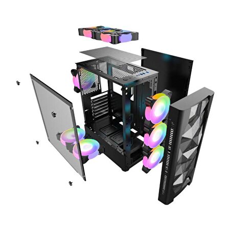 SNT BLiZ BZ-I C4 Mid Tower Atx Gaming 4 x Argb Fanlar Dahil Masaüstü Bilgisayar Kasası (POWER YOK)