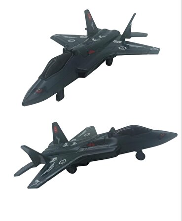 Bayraktar MMU Kaan Savaş Uçağı Oyuncak Uçak Maketi Çek Bırak Özellikli Standlı 23cm.