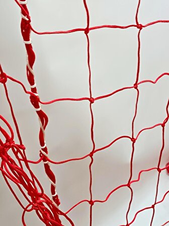 Futbol Kale Filesi 2,5 mm Kord İpi Kırmızı 7,32*2,44*2,0 m 