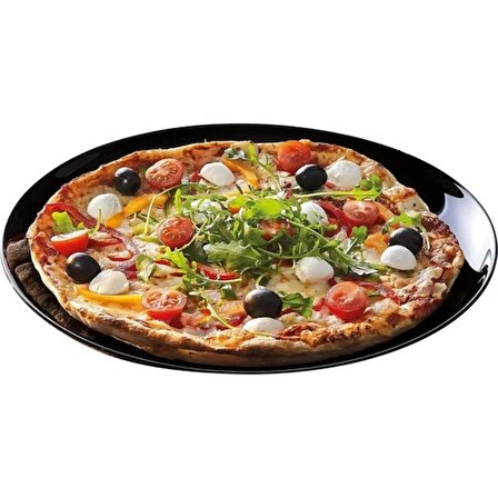 EKS Ticaret Luminarc Temperli Pizza Friends Time Siyah 32 Cm 6 Adet Pizza Tabağı. Carine Pizza 6'Lı