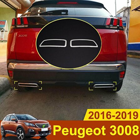 Peugeot 3008 egzoz çerçevesi kromu nikelajı 2016+
