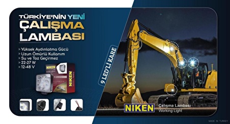 Çalışma lambası ledli kare 22-27w 16 ledli niken