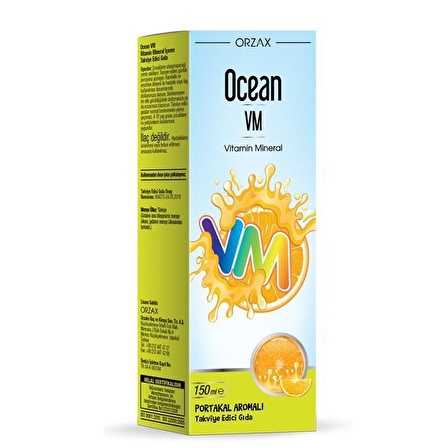 Orzax Ocean VM Vitamin Mineral Portakal Aromalı Şurup 150 ml