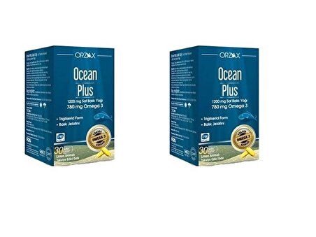 Ocean Plus 1200 Mg Omega 3 Saf Balık Yağı 30 Kapsül 2 Adet