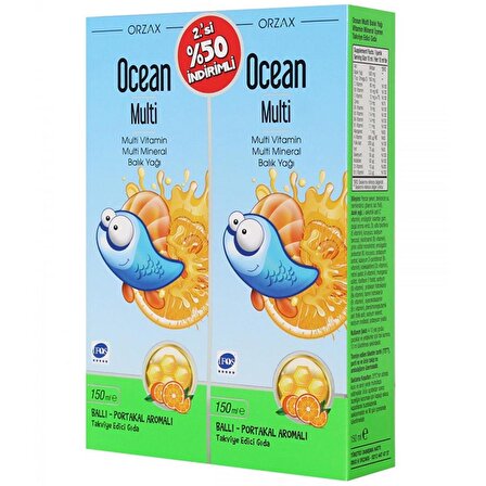 Ocean Multi Ballı Portakal Aromalı Şurup 150 ml + 150 ml 2 li Set