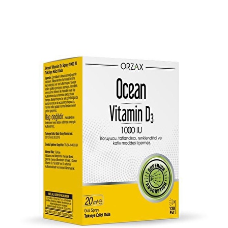 Orzax Ocean Vitamin D3 1000 IU Sprey 20 ml