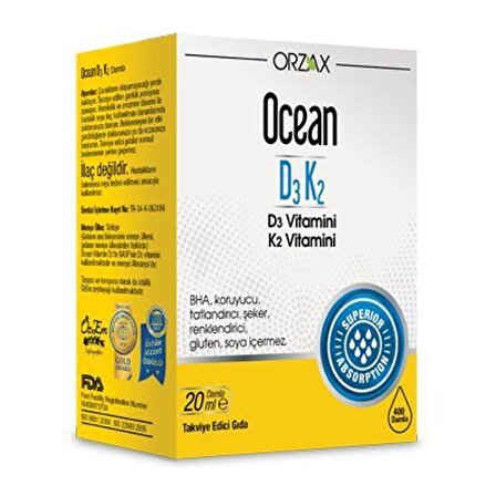 Orzax Ocean D3K2 Damla 20 ml