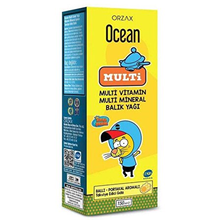 Orzax Ocean Omega3 Balık Yağı Şurup Ballı-Portakal Aromalı 150 Ml