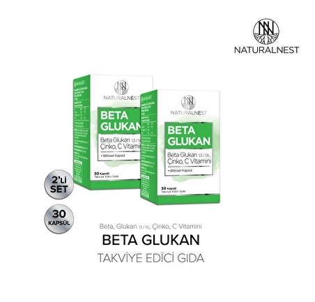 Naturalnest 1,3/1,6 Beta Glukan Çinko Vitamin C Içeren Takviye Edici Gıda 30 Kapsül 2 Kutu