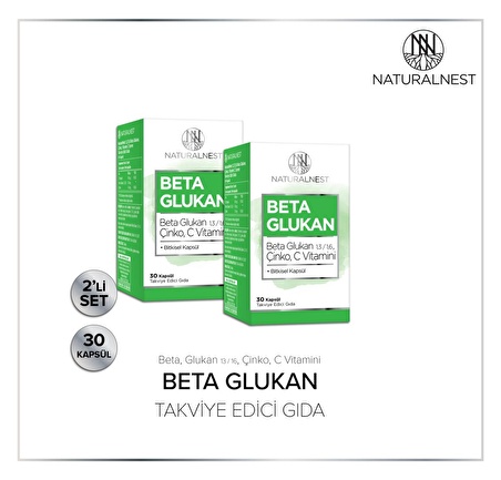 Naturalnest 1,3/1,6 Beta Glukan Çinko Vitamin C Içeren Takviye Edici Gıda 30 Kapsül 2 Kutu