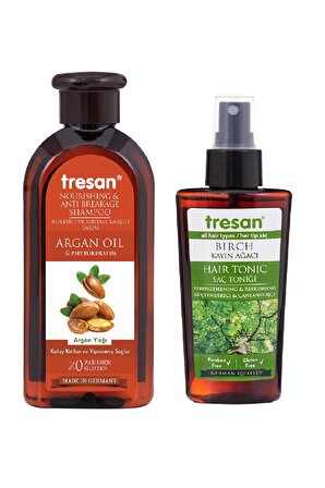 Tresan Argan yağı Besleyici ve Kırılma Karşıtı Bakım şampuanı 300 ml  +Tresan K.ağacı özlü Saç Toniği 125 ml.