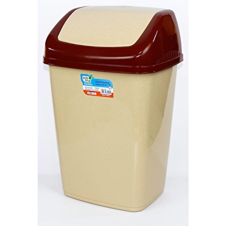 Polytime Klink Sallanır Kapak Çöp Kutusu / Plastik / Kiremit-Krem Renk / 5 Litre / 29x14x17 Cm.