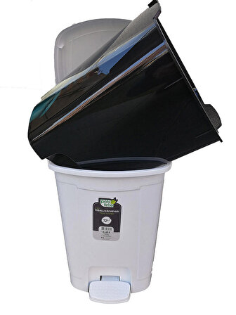 Polytime Pedallı Basmalı Çöp Kutusu Kovası - İç Kovalı - Beyaz - 6 Litre - 28x22x22 Cm.