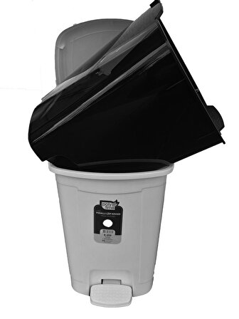 Polytime Pedallı Basmalı Çöp Kutusu Kovası / Çıkarılabilir İç Kovalı / Gri / 32 Litre / 47x35x35 Cm.