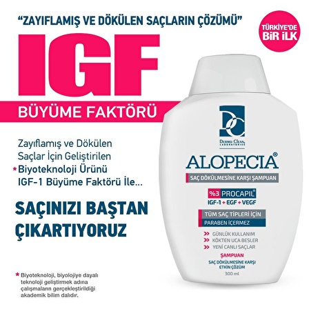 ALOPECİA PROCAPİL VE IGF İÇERİKLİ SAÇ DÖKÜLMESİNE KARŞI ŞAMPUAN VE IGF SERUM SETİ