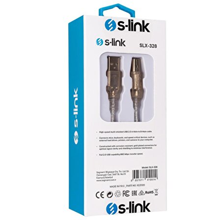 S-link SLX-328 USB Yazıcı Kablosu 3 Metre