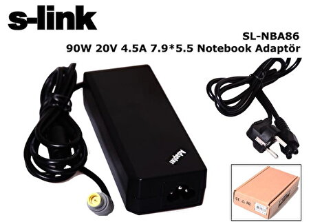 S-link SL-NBA86 90W 20V 4.5A 7.9*5.5 IBM Notebook Standart Adaptör