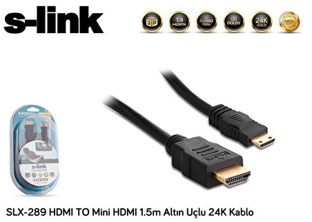 S-LINK SLX-289 1,5m HDMI=--MİNİ HDMI ÇEVİRİCİ KABLO