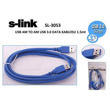 S-LINK SL-3053 AM TO AM USB 3.0 (1.5 Metre) DATA KABLOSU