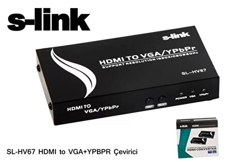 S Link Sl Hv67 Hdmı To Vga+Ypbpr Çevirici Adaptör / S Link