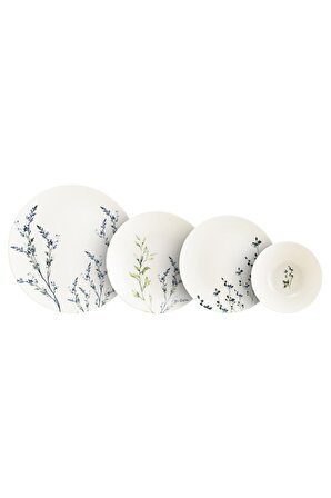 Chichi Lavender 24 Parça 6 Kişilik Modern Yuvarlak Porselen Yemek Takımı 