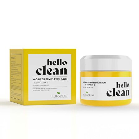 Herbaderm Hello Clean Tüm Ciltler için Canlandırıcı C Vitaminli Yüz Temizleme Balmı 50 ml 