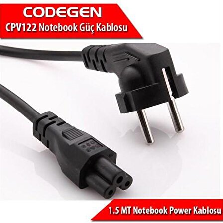 Codegen Yonca Uçlu Notebook Power Güç Kablosu 1,5 Metre (0,75mm) CPV122