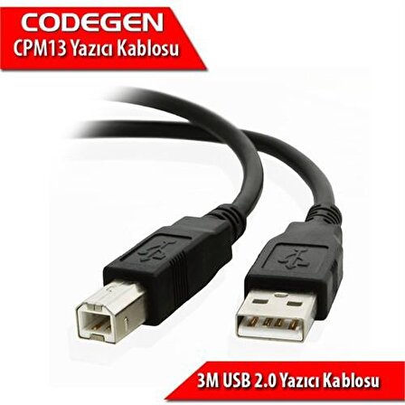 Codegen USB 2.0 B Tip 3 Metre Printer ve Data Yazıcı Kablosu CPM13