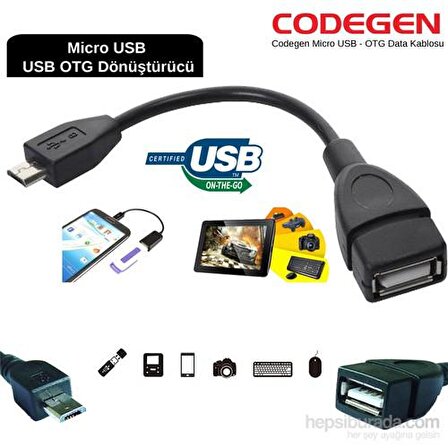 Codegen Micro USB 2.0 Tablet ve Akıllı Telefon USB Dönüştürücü Çevirici OTG Kablo