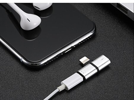 Codegen Apple iPhone Lightning 2 Port Çoklayıcı Dönüştürücü Gümüş Adaptör CDG-CNV43( Apple Uyumludur.)