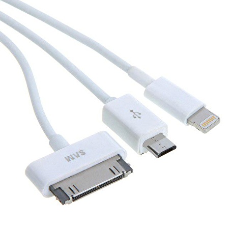 Codegen Apple iPhone 30 Pin / 8 Pin / Micro USB 20 Cm Şarj Kablosu CDG-CNV73( Apple Uyumludur.)