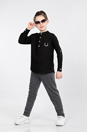 Mornio Erkek Çocuk Üç Düğme Hakim Yaka Gömlek ve Pantolon 2 li Takım VF24KMR5108990