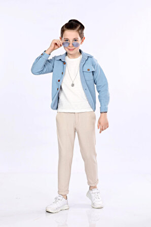 Mornio Erkek Çocuk Ceket-T-shirt ve Pantolonlu 3 lü Takım VF24KMR51103