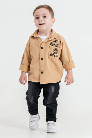 Hola Kids Erkek Çocuk Gömlek-Tişört ve Pantolon 3 lü Takım HLK80103
