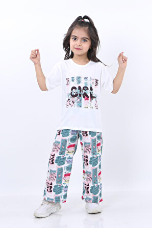 Vitrin Kids Gırl Baskılı Tişört ve Pantolon 2 li Kız Çocuk Takım VTRN2175