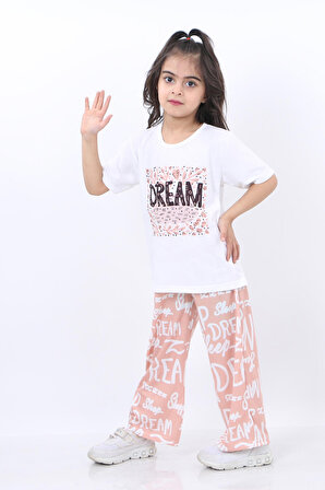 Vitrin Kids Dream Baskılı Tişört ve Pantolon 2 li Kız Çocuk Takım VTRN2159