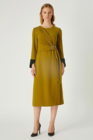 Fever Kadın Toka Detaylı Elbise 332116018 Yağ Yeşili