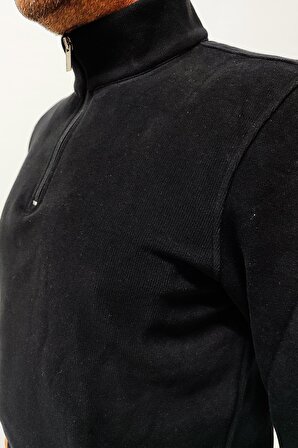Erkek Sweat Kadife iplikli Yarım Fermuar Dik Yaka Sweatshirt Erkek Sweatshirt 