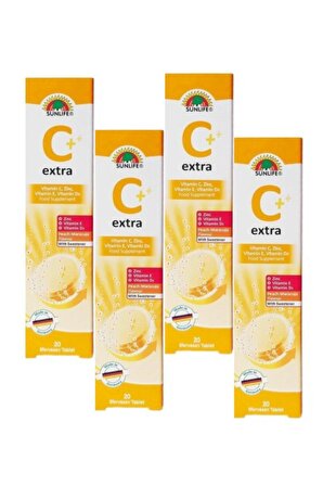 Sunlife Extra C Vitamin C Efervesan 20 Tablet 4'lü Set