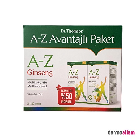 Dr.Thomson A-Z Ginseng Multivitamin İkilli Avantajlı Paket 2x30 Tablet