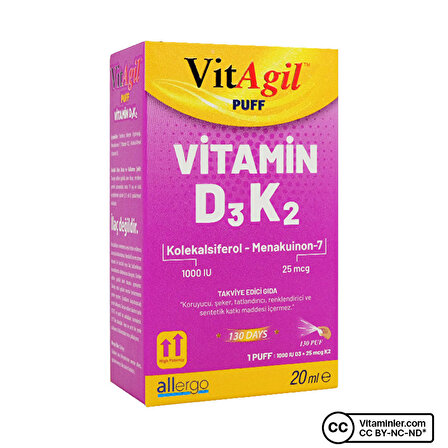 Allergo VitAgil  Vitamin D3 + K2 20 mL Sprey - AROMASIZ