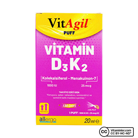 Allergo VitAgil  Vitamin D3 + K2 20 mL Sprey - AROMASIZ