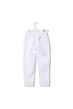 Erkek Çocuk Beli Lastikli Beyaz Pantolon