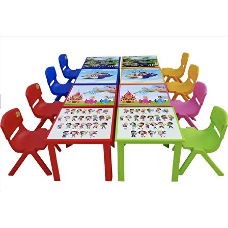 Çocuk Masa Sandalye Takımı Kırmızı Alfabe 1-3 Yaş İçin