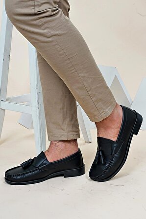 Erkek Siyah Corcik Model  Rugan  Klasik Ayakkabı
